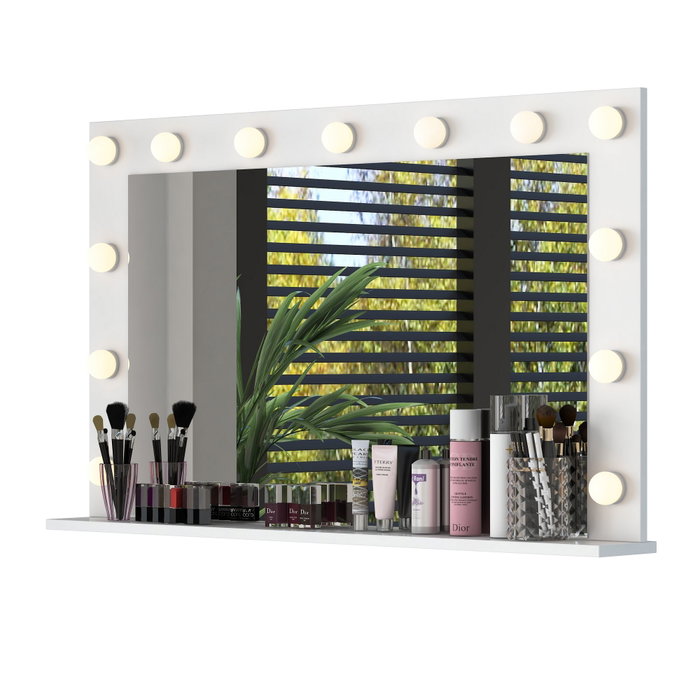 Hanah Home Mesa de Maquillaje Blanca con 13 Focos